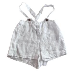 Belati boys white 100% Linen suspender shorts size 4